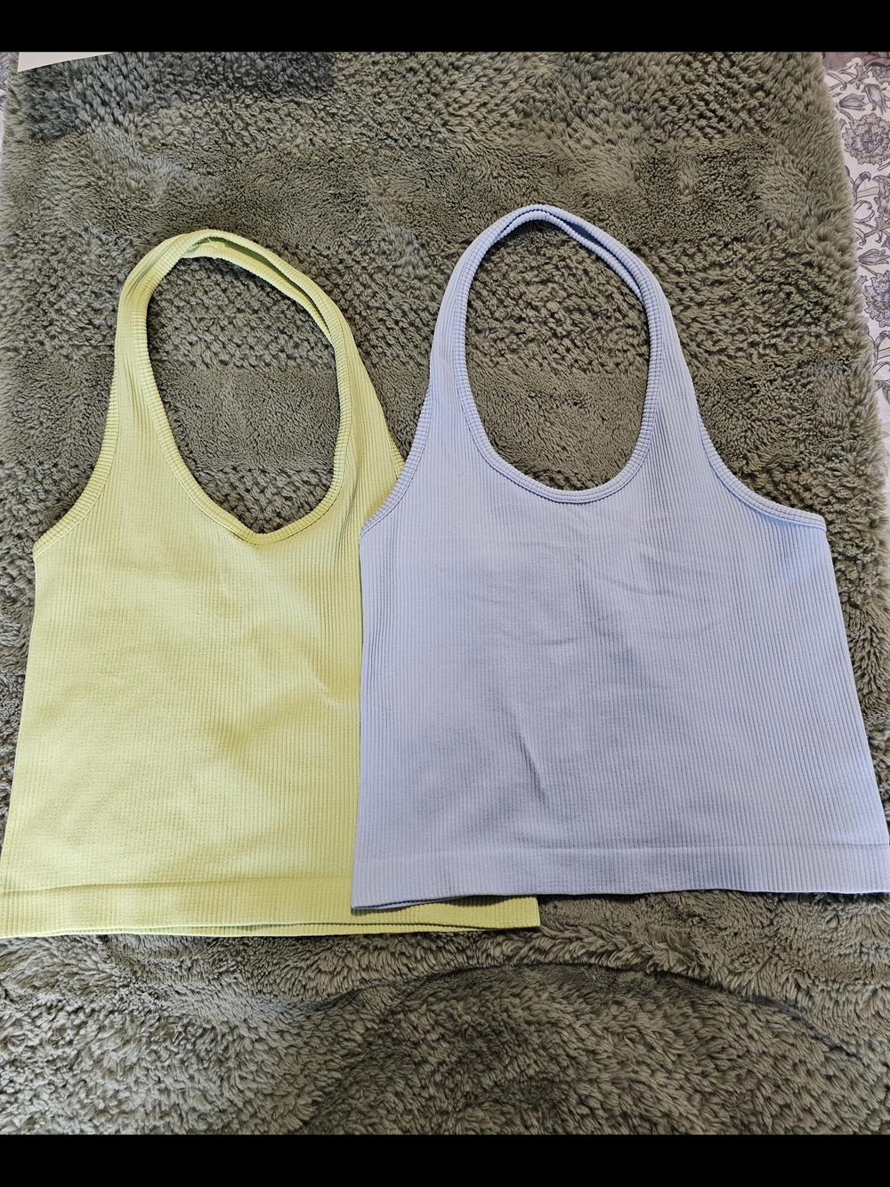 PSO Ribbed Tank Tops in Green and Light Blue